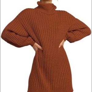 Sweater dress with turtle neck